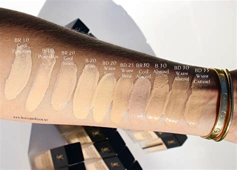 ysl foundation swatches|ysl all hours foundation shades.